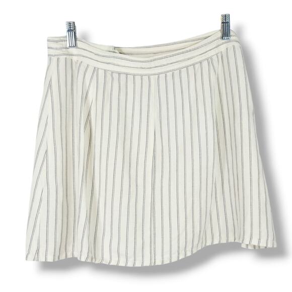 Madewell Button Front High Waist Linen Blend Mini Skirt White Blue Gray 14 - Picture 3 of 5